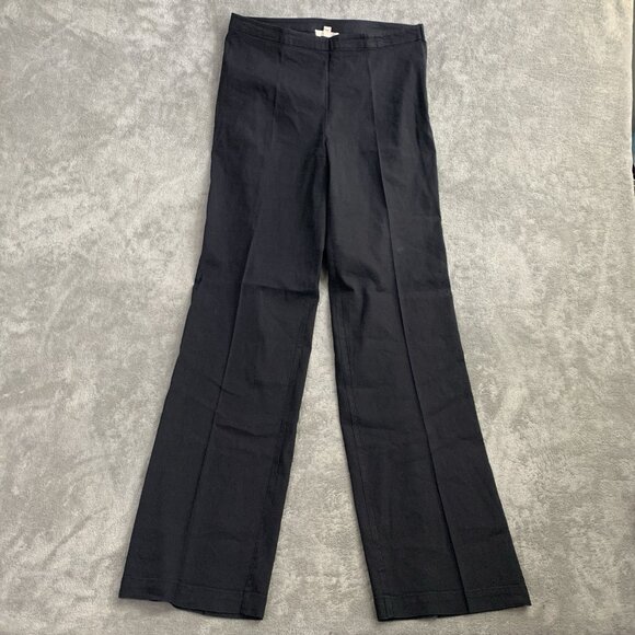 Eileen Fisher Pants Women 8 Black Linen Blend Pull On Side Zipper Trouser Casual - Picture 3 of 15